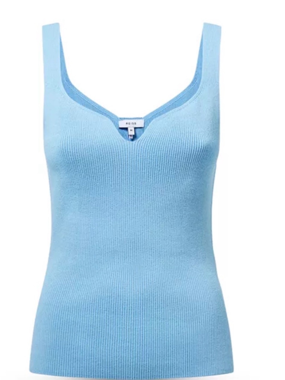 Reiss Light Blue Ribbed V-Notch Tank Top - Picture 4 of 4